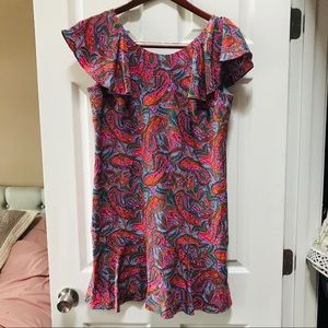 J.Crew flutter sleeve pink paisley dress EUC 6